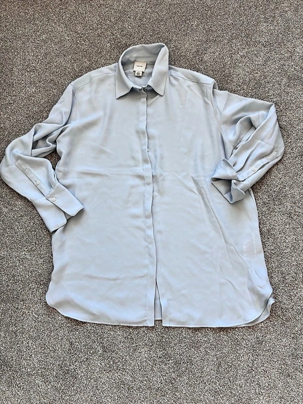 Calvin Klein Button Down Shirt in Blue Size Medium Lagenlook Long Line Oversized